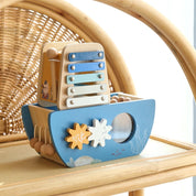 Navio Musical de Madeira Brinquedo Montessori 5 em 1