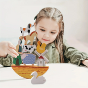 Celeiro de Animais de Madeira Brinquedo Educativo Montessori - 18 Peças