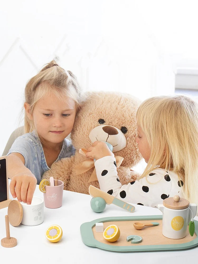 Conjunto Playset de Sorvete e Chá de Madeira Montessori