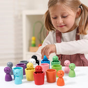 Bolas em copos montessori de madeira cor classificador jogo brinquedos pré-escolar aprendizagem educação brinquedo para criança classificação correspondência contagem