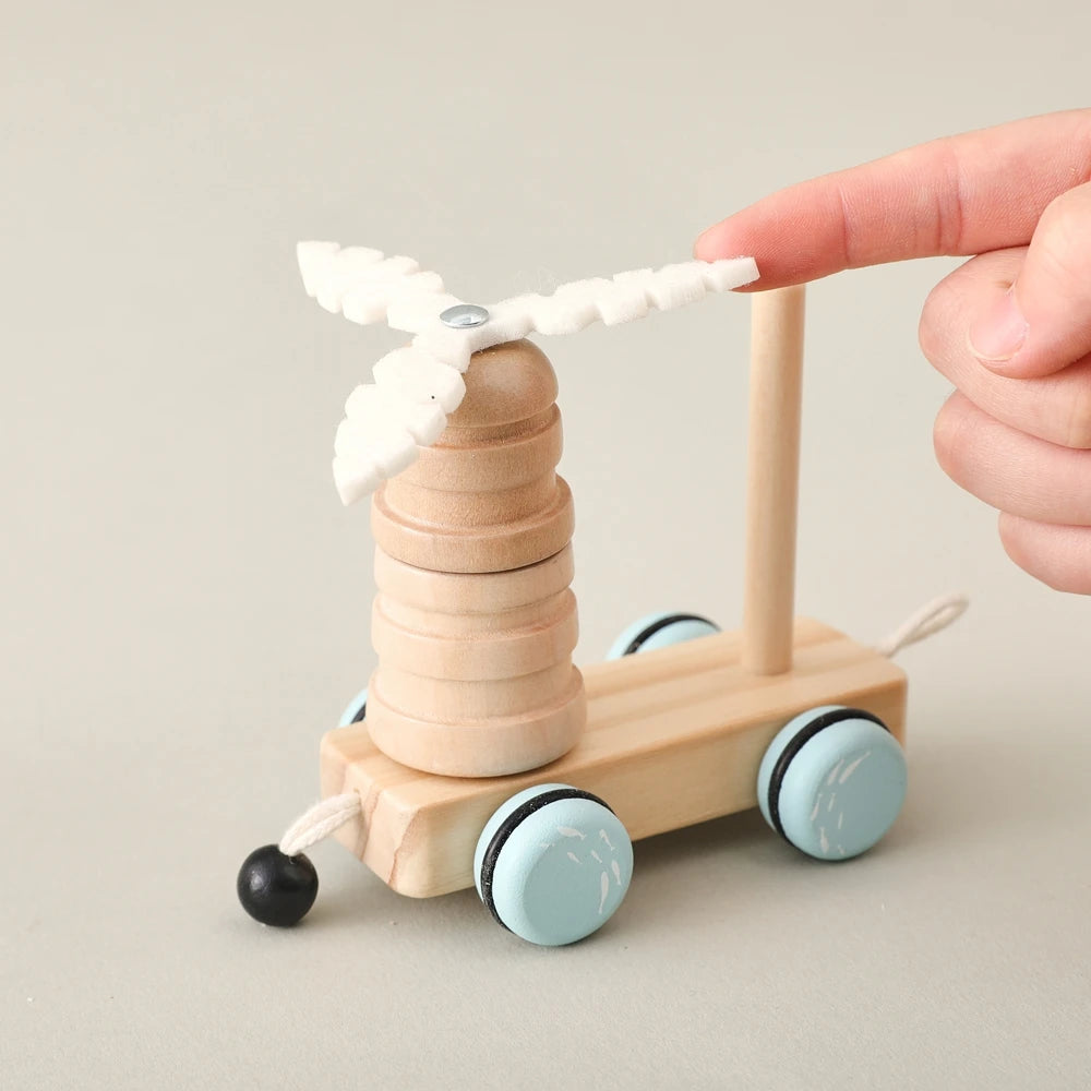 Brinquedo de trem montessori de madeira, fazenda de desenhos animados, oceano, floresta, animal, trem, jogo de empilhamento de madeira para bebê, brinquedo educacional precoce, presente para bebê