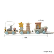 Brinquedo de trem montessori de madeira, fazenda de desenhos animados, oceano, floresta, animal, trem, jogo de empilhamento de madeira para bebê, brinquedo educacional precoce, presente para bebê