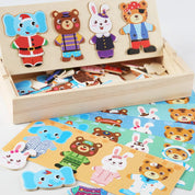 Quebra-Cabeça de Vestir Ursos e Coelhos - Educação Montessori