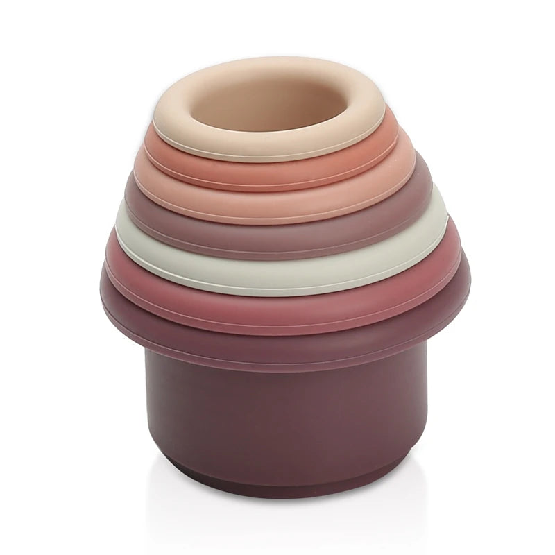 1 conjunto de silicone copos de empilhamento montessori brinquedos para crianças blocos empilhador brinquedos educativos precoce brinquedos de banho do bebê ins estilo banheira brinquedo