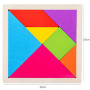 Quebra-Cabeça Tangram Infantil de Madeira Educacional - 7 Peças Coloridas
