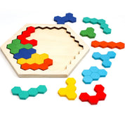 Quebra-Cabeça Infantil Hexagonal de Madeira Montessori