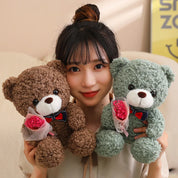 Urso de Pelúcia Kawaii com Bouquet - Presente Perfeito 25cm