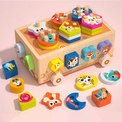 Carrinho de Madeira Infantil Montessori Educacional e Sensorial