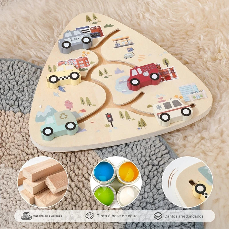 Placa Labirinto de Madeira Montessori para Bebês