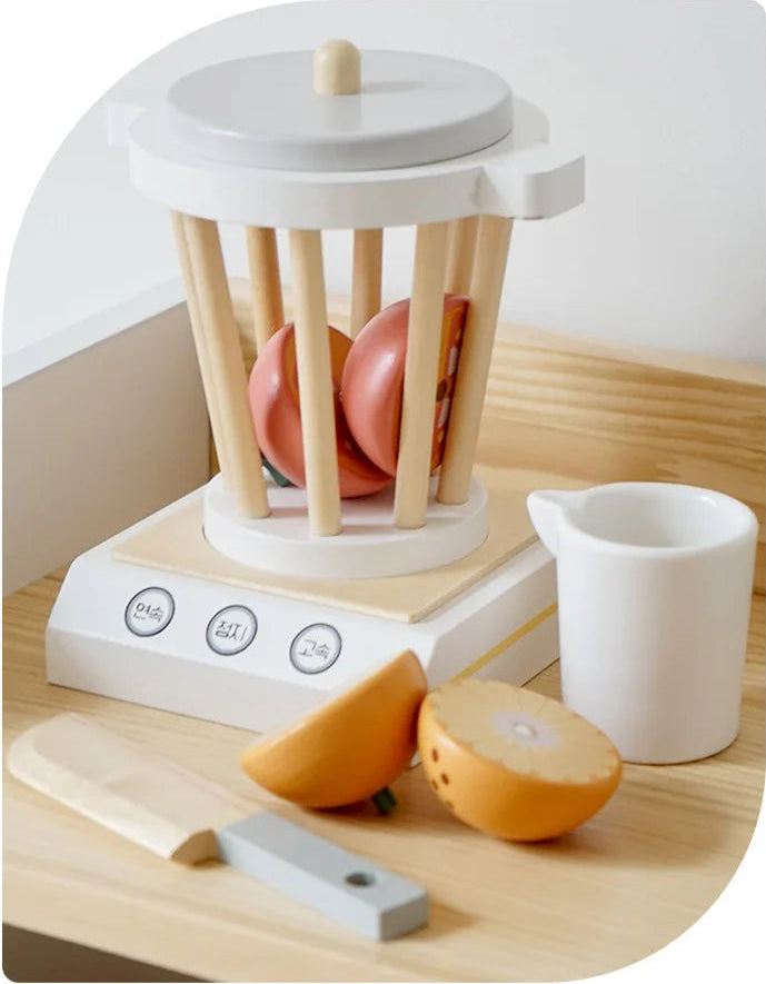 Cozinha de madeira fingir jogar brinquedo simulação máquina café de madeira torradeira misturador alimentos do bebê aprendizagem precoce brinquedos educativos