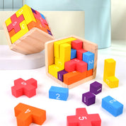 Quebra-cabeça 3D de Blocos de Madeira Coloridos