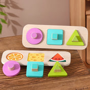 Montessori brinquedos para bebês de madeira dos desenhos animados frutas agarrando placa forma cor frutas cognição brinquedo do bebê educação precoce jogo puzzle