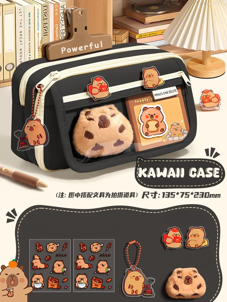 Estojo Escolar Kawaii Grande Capacidade com Zíper