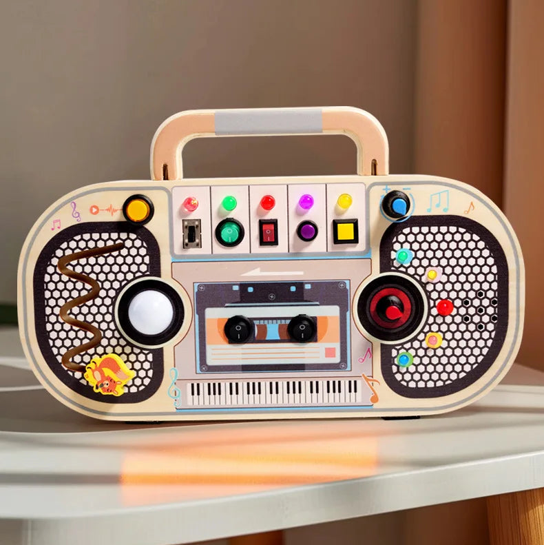 Montessori criança brinquedos bebê de madeira ocupado placa sensorial brinquedos com interruptor luz placa controle atividades motoras finas brinquedos para crianças