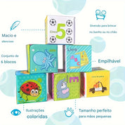 Blocos Macios de Aprendizagem e Banho - 6 Peças Interativas