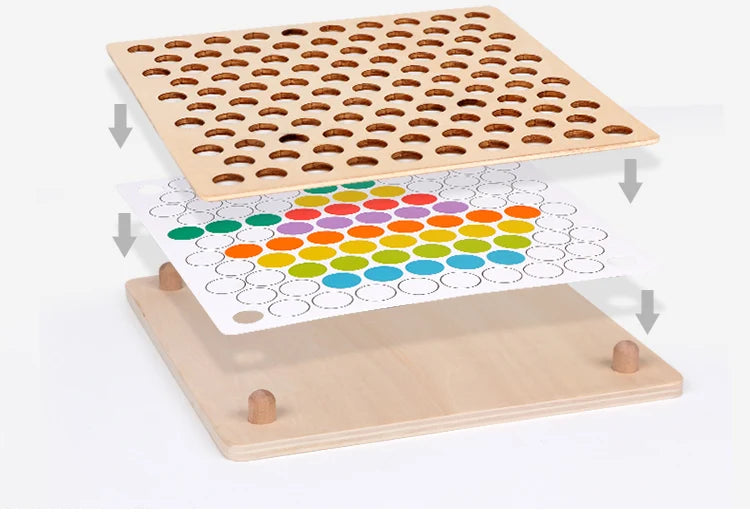 Grânulos de madeira jogo montessori educacional cedo aprender crianças clipe bola quebra-cabeça pré-escolar criança brinquedos crianças para crianças presentes
