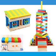 Blocos de Construção Educativos de Madeira - 100 Peças