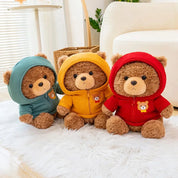 23cm urso de pelúcia brinquedo de pelúcia bonito com capuz suéteres urso boneca de pelúcia jumper urso de pelúcia brinquedos macios decoração para casa aniversário crianças presente