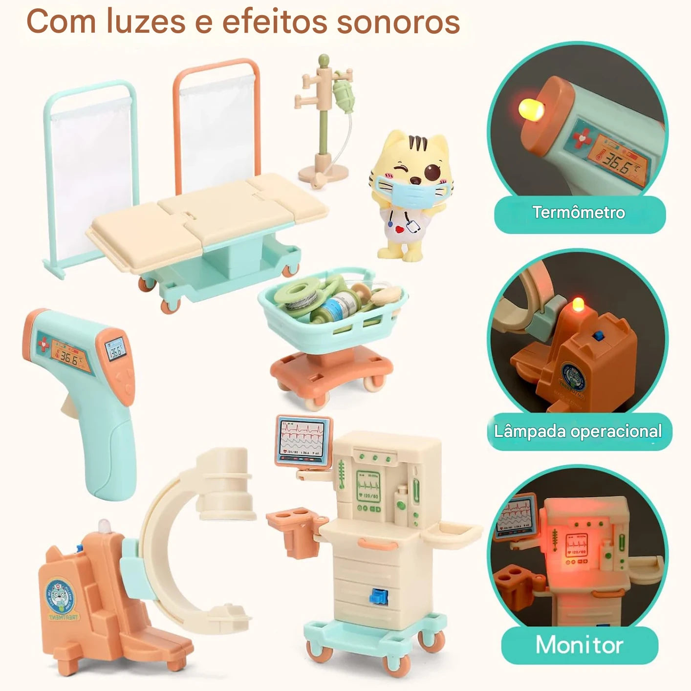 Brinquedo Miniaturas Playset Médico de Gatinhos
