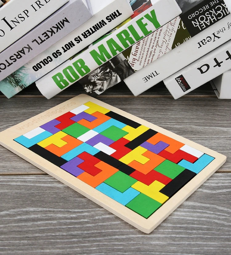 Quebra-Cabeça Tetris de Madeira Educativo Montessori para Crianças