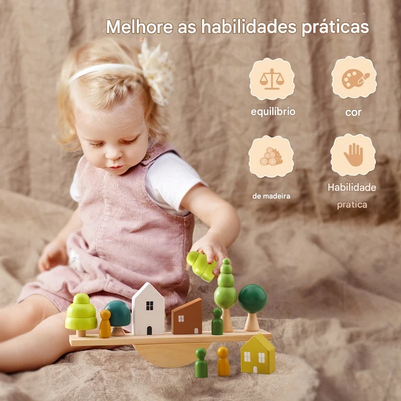 Brinquedo de Equilíbrio Montessori de Madeira para Crianças