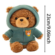 23cm urso de pelúcia brinquedo de pelúcia bonito com capuz suéteres urso boneca de pelúcia jumper urso de pelúcia brinquedos macios decoração para casa aniversário crianças presente