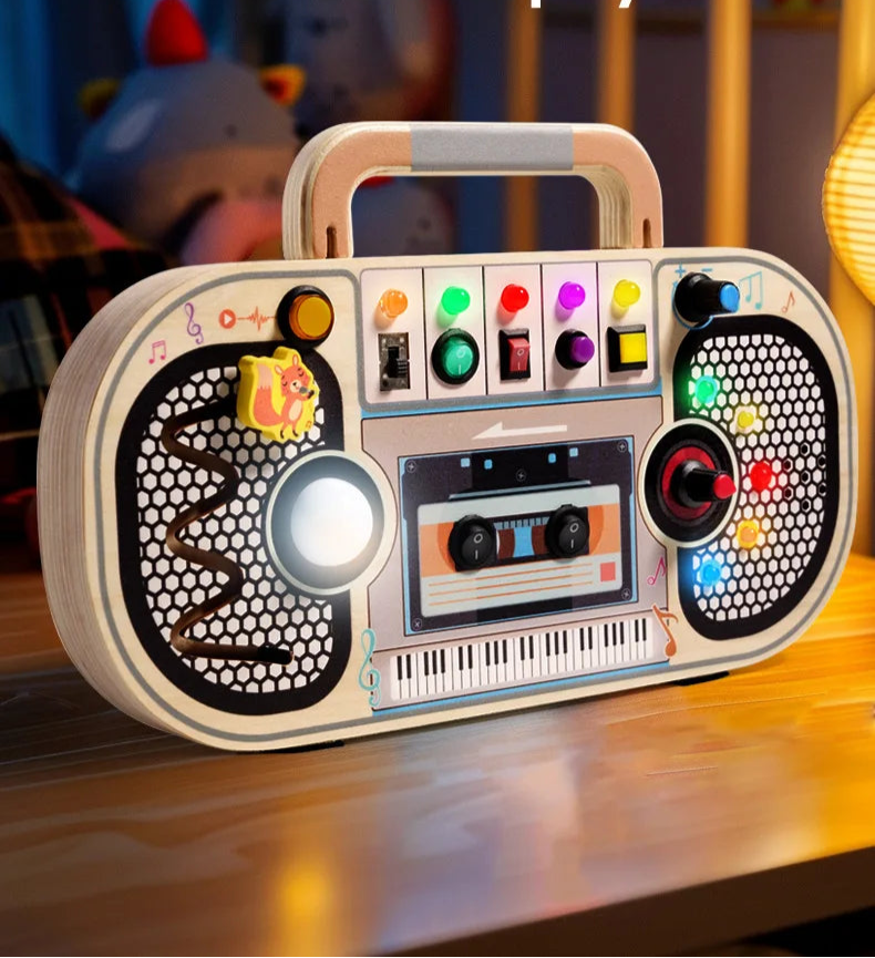 Montessori criança brinquedos bebê de madeira ocupado placa sensorial brinquedos com interruptor luz placa controle atividades motoras finas brinquedos para crianças