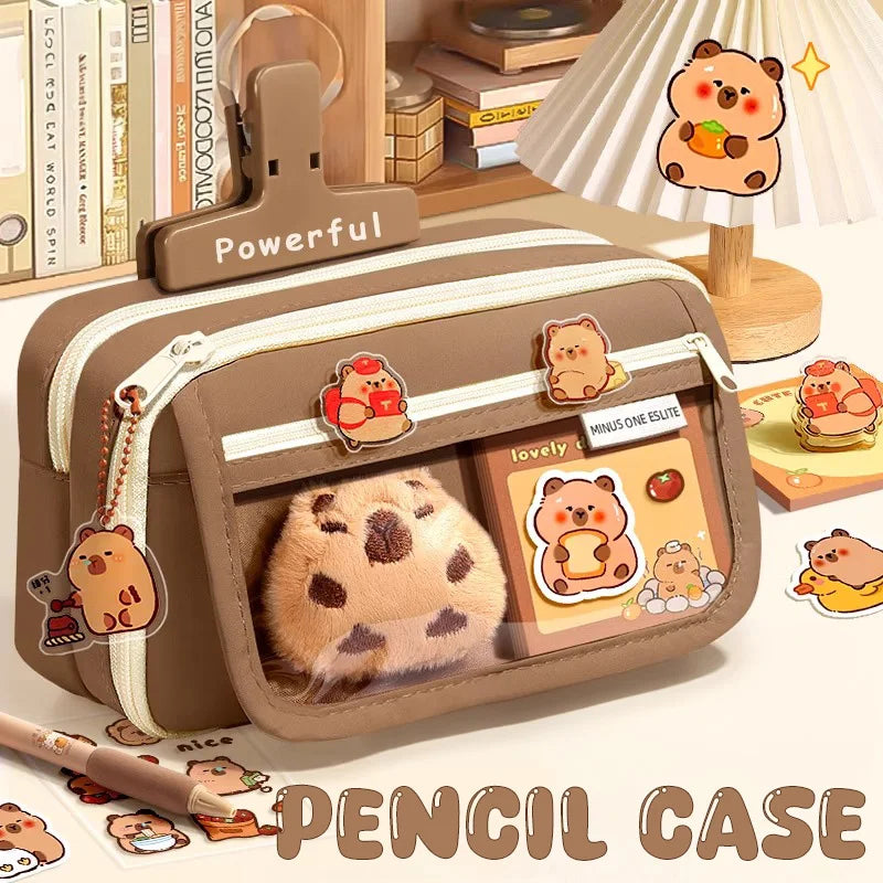 Estojo Escolar Kawaii Grande Capacidade com Zíper