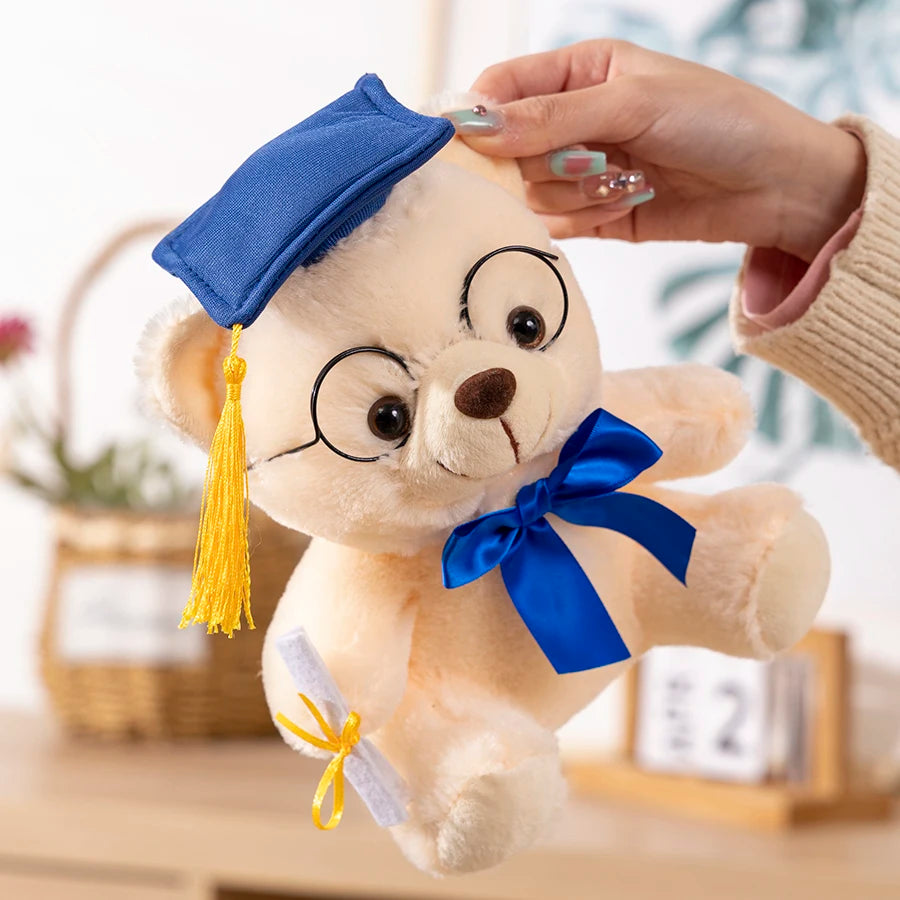 1 peça 23cm urso de formatura brinquedo de pelúcia bonito urso de pelúcia boneca macia meninos meninas estudantes presente de formatura