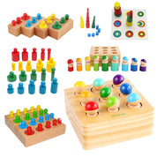 Blocos de Encaixe Montessori com Pinos Coloridos