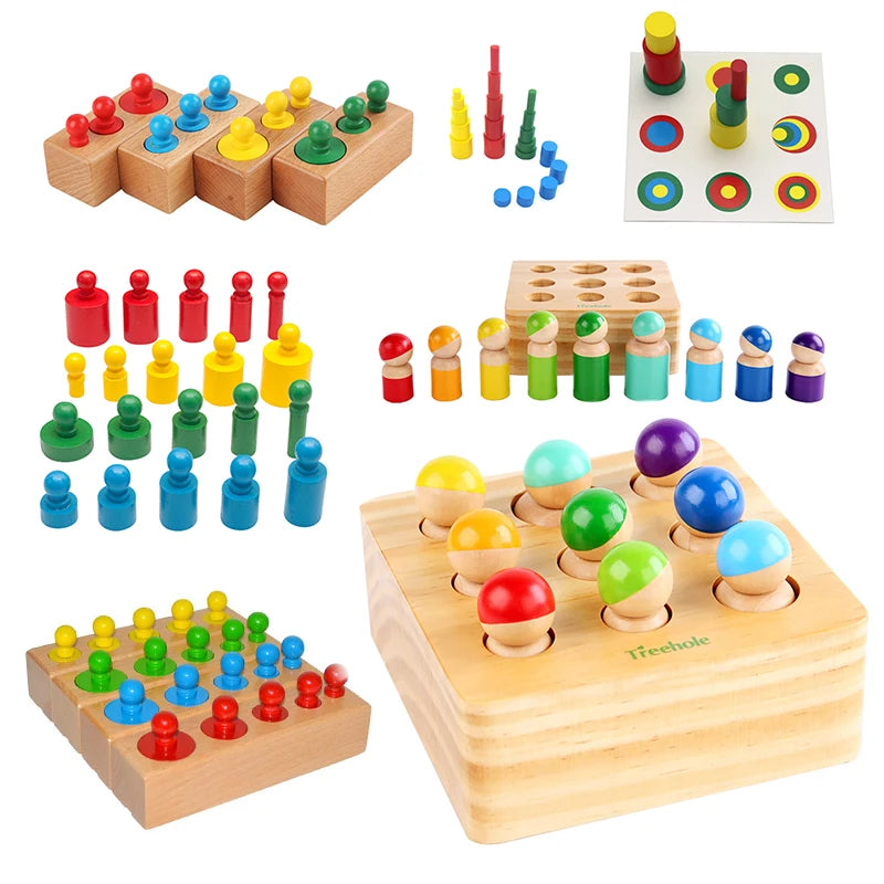 Blocos de Encaixe Montessori com Pinos Coloridos