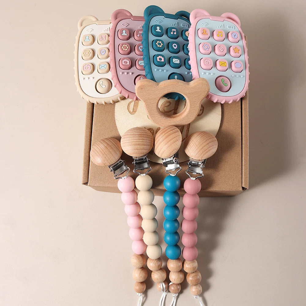 Kit Presente Bebê Mordedor e Chocalho Montessori