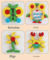 Brinquedo de Encaixe de Madeira Arco-Íris Montessori 3D Educativos