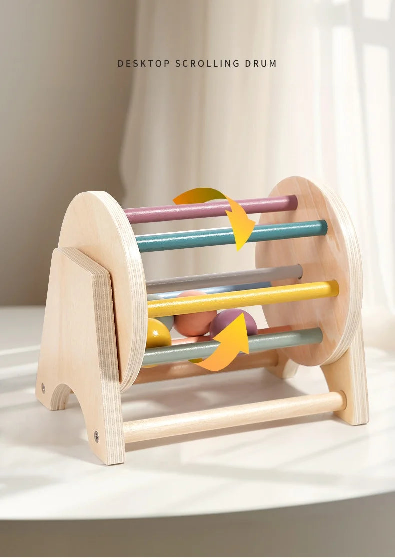 Brinquedos montessori para bebês, aprendizagem precoce, bola de madeira, tambor, exercício de audição, cor, cognição, trem de coordenação mão-olho