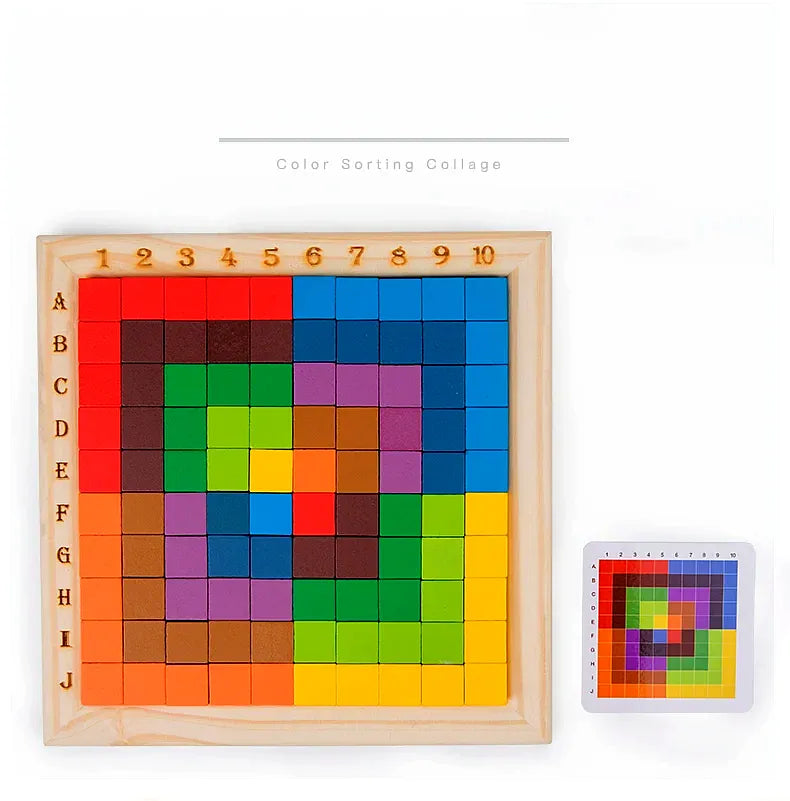 Blocos de Construção Colorido Montessori Aprendizado Criativo em Madeira