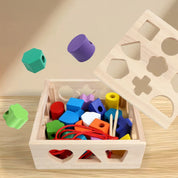Brinquedo Educativo de Madeira 3 em 1 - Encaixe de Formas, Cores e Coordenação