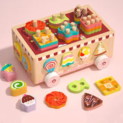 Carrinho de Madeira Infantil Montessori Educacional e Sensorial