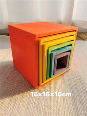 Brinquedo Blocos de Madeira Arco-Íris Montessori para Crianças