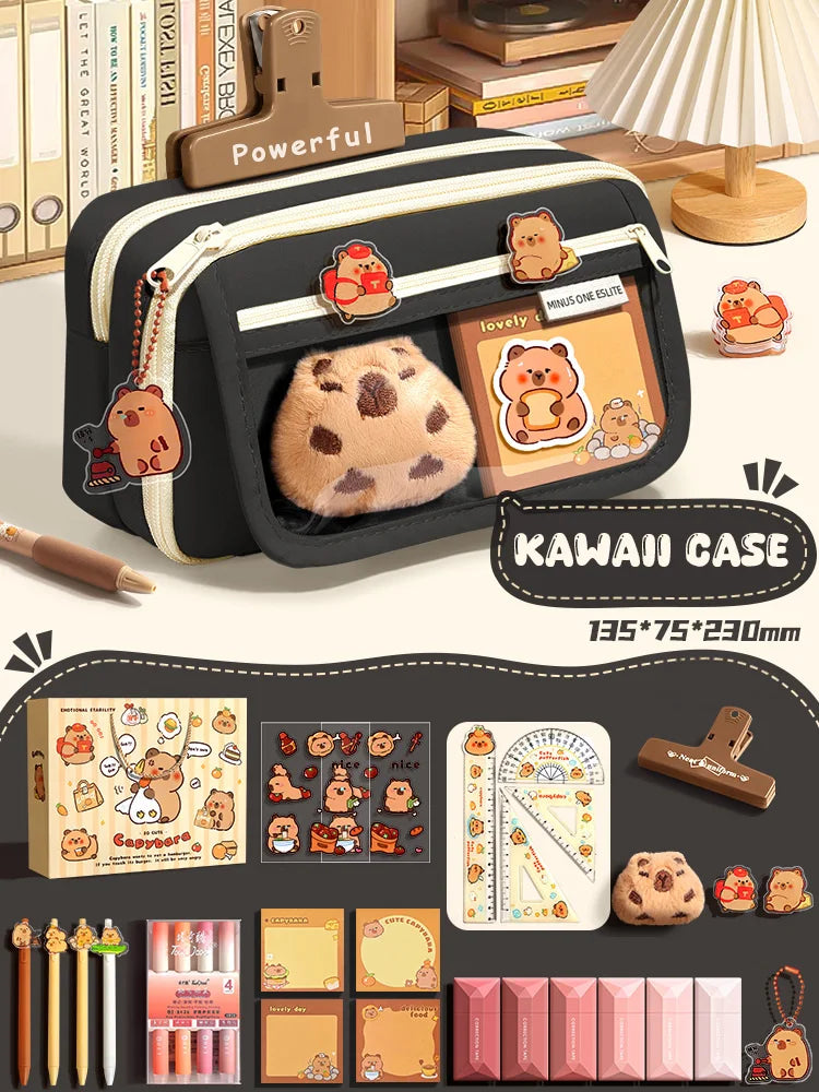 Estojo Escolar Kawaii Grande Capacidade com Zíper
