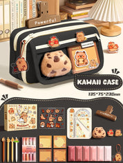 Estojo Escolar Kawaii Grande Capacidade com Zíper