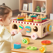 Carrinho de Madeira Infantil Montessori Educacional e Sensorial