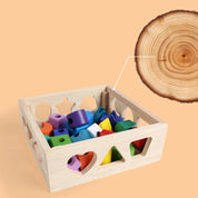 Brinquedo Educativo de Madeira 3 em 1 - Encaixe de Formas, Cores e Coordenação