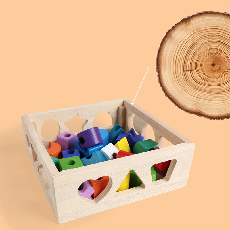 Brinquedo Educativo de Madeira 3 em 1 - Encaixe de Formas, Cores e Coordenação