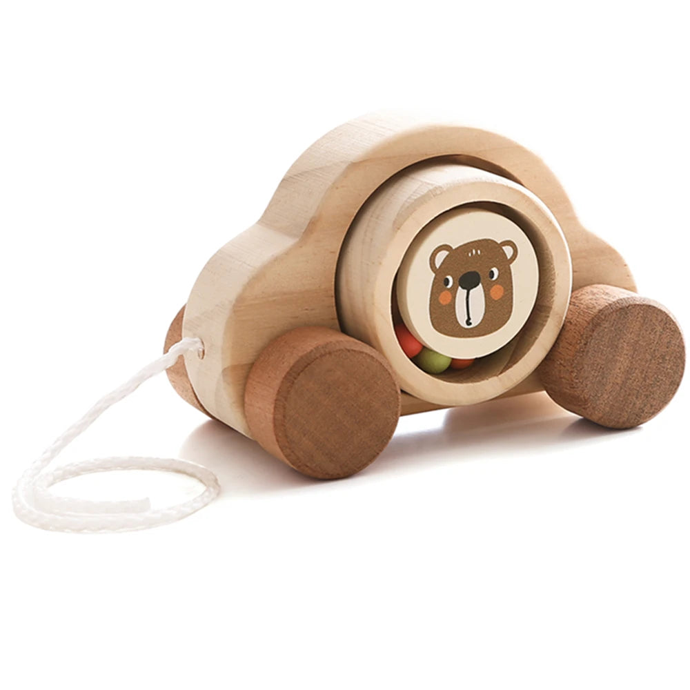 1pc de madeira do bebê montessori brinquedos dos desenhos animados ônibus mordedor faia urso de madeira carro para crianças dentição educacional montessori brinquedos presente