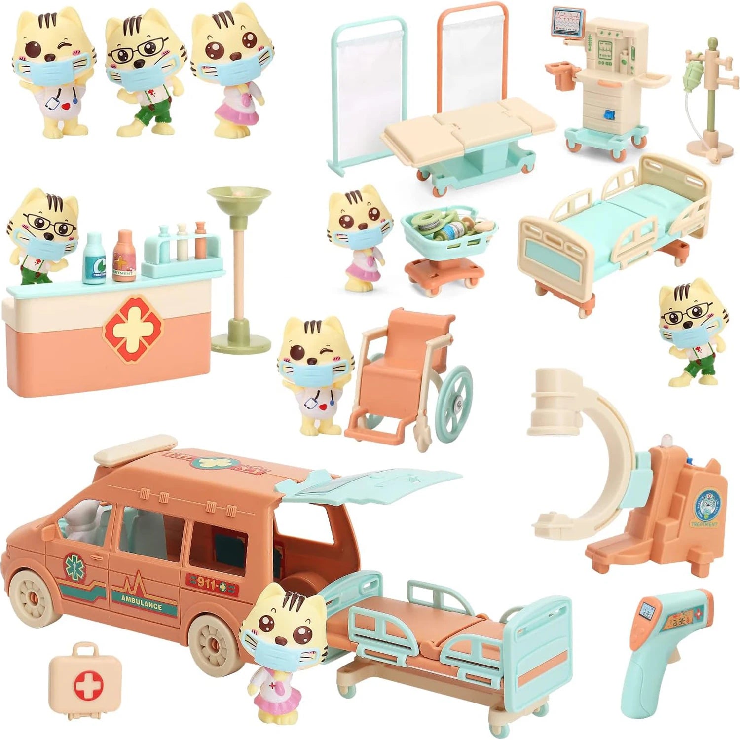 Brinquedo Miniaturas Playset Médico de Gatinhos