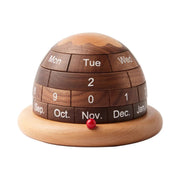 Calendário de Mesa Rotativo de Madeira Nogueira