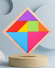 Quebra-Cabeça Tangram Infantil de Madeira Educacional - 7 Peças Coloridas