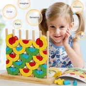 Brinquedo de Encaixe de Madeira Arco-Íris Montessori 3D Educativos