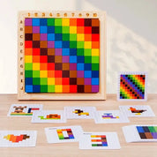 Blocos de Construção Colorido Montessori Aprendizado Criativo em Madeira
