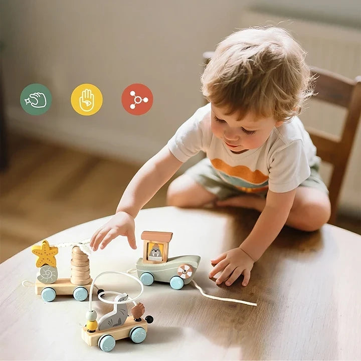 Trem de Madeira Montessori para Bebês - Diversão e Aprendizado